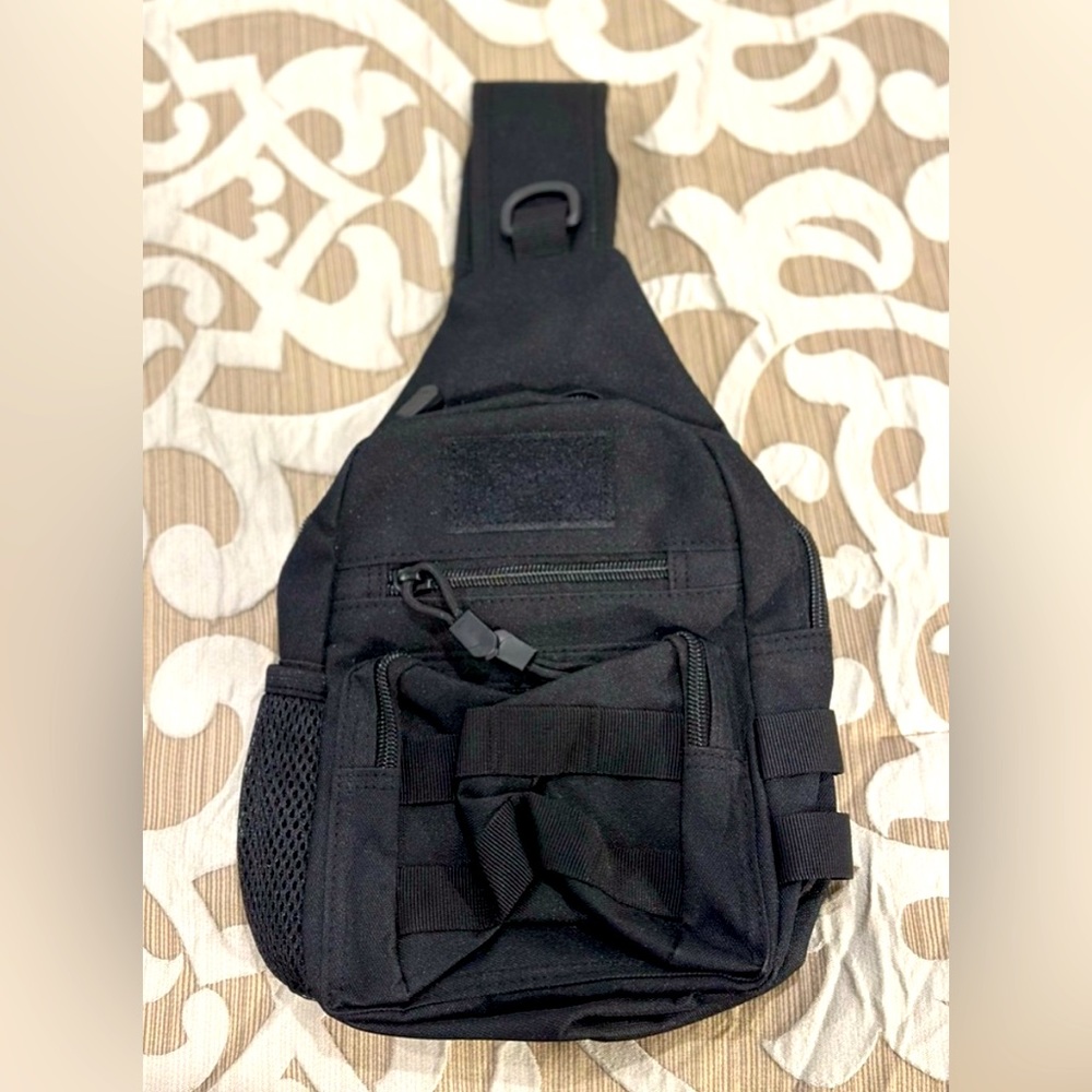Tactical Black Unisex CrossBody Sling Backpack